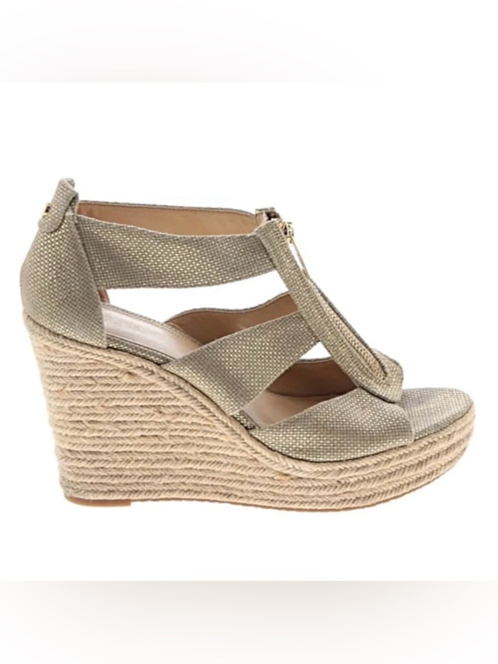 Michael Kors Women's Metallic Espadrille Wedge Sandals - Gold